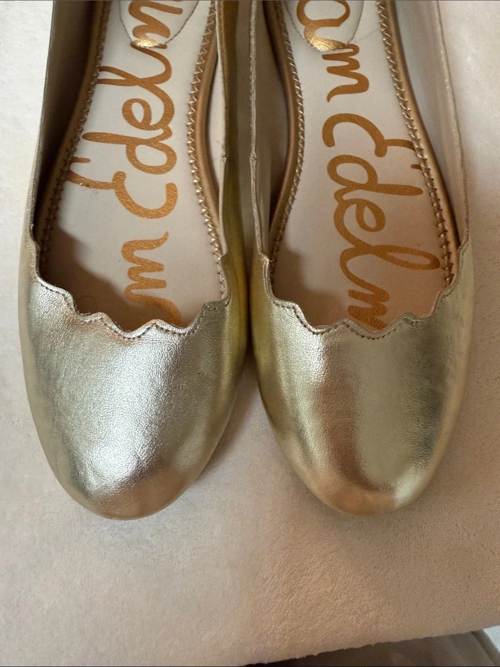Sam Edelman Metallic Gold Scalloped Ballet Flats